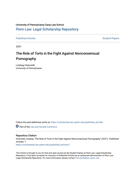 The Role of Torts in the Fight Against Nonconsensual Pornography