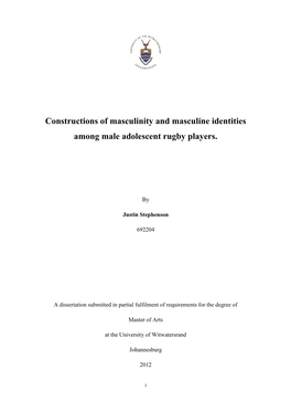 Constructions of Masculinity and Masculine Identities Among Male Adolescent Rugby Players