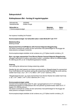 Saksprotokoll Kokkeplassen