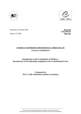 Amendments to the Constitution of Moldova – Introduction of the Individual Complaint to the Constitutional Court