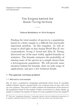 The Enigma Behind the Good–Turing Formula