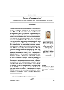 Dosage Compensation∗ a Mechanism to Equalize X-Linked Gene Products Between the Sexes