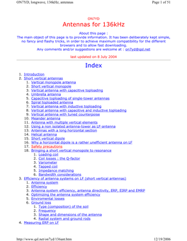 Antennas for 136Khz Index