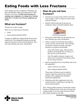 Eating Foods with Less Fructans
