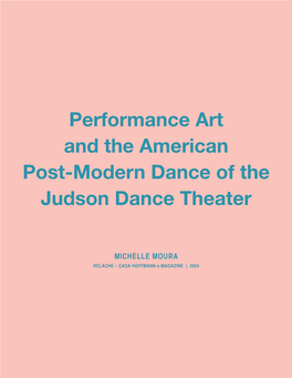 Performance Art and the American Post-Modern Dance of the Judson Dance Theater