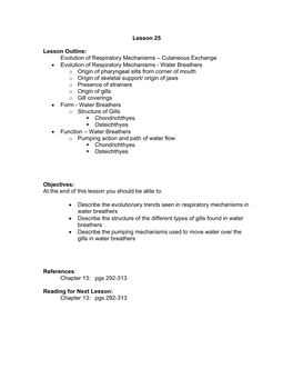 Cutaneous Exchange • Evolution of Respiratory Mechanisms