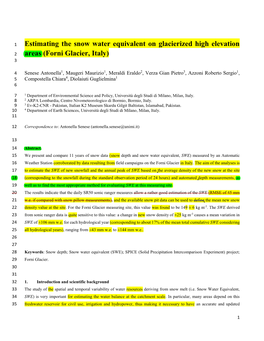 Estimating Snow Water Equivalent on Glacierized High Elevation Areas (Forni Glacier, Italy)