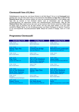 Ism Z33/Docz Programma Cinemaaah!