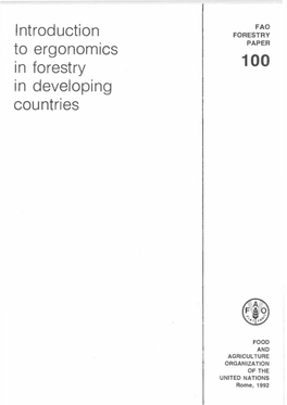 Introduction to Ergonomics in Forestry in Developing Countries