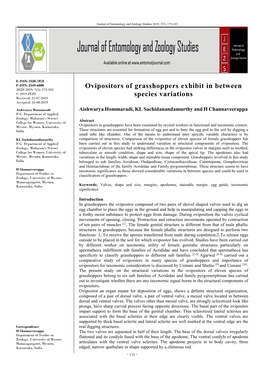 Ovipositors of Grasshoppers Exhibit in Between Species Variations