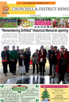 Remembering Driffield” Historical Memorial Opening Seventy People, Including Many Former Large Power Stations and a Coal Mine at Bond