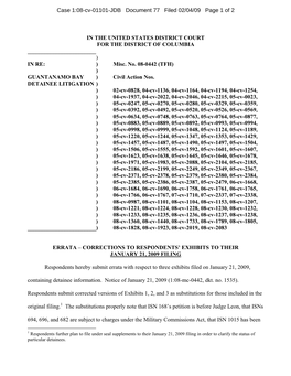 Detainees with Pending Habeas Corpus Petitions As of February 4, 2009* Approved for Transfer Or Subject to Charges Under ISN Case No