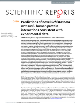 Predictions of Novel Schistosoma Mansoni