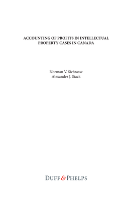 Accounting of Profits Calculations in Intellectual Property Cases in Canada.Pdf