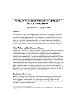 African American Women, Racism and Triple Oppression
