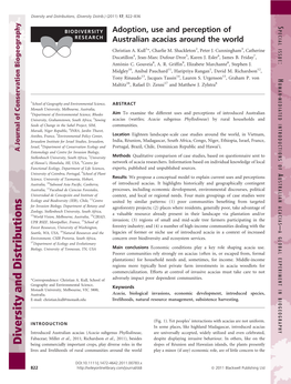 Adoption, Use and Perception of Australian Acacias Around the World