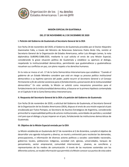 Misión Especial En Guatemala Del 27 De Noviembre Al 2 De