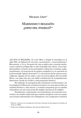 Marxismo Y Religión: ¿Opio Del Pueblo?**