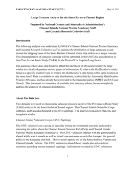 PARS CETACEAN ANALYSIS ATTACHMENT 1 May 19, 2011