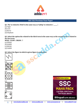 SSC CGL Previous Year Paper