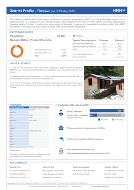 Rasuwa (As of 10 May 2017) HRRP