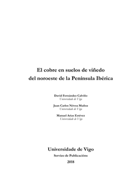 El Cobre En Suelos De Viñedo Del Noroeste De La Península Ibérica