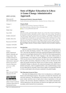 State of Higher Education in Libya: a Game Change Administrative OPEN ACCESS Approach