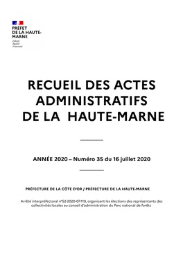 RAA N° 35 Du 16 Juillet 2020