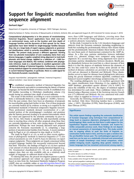 Support for Linguistic Macrofamilies from Weighted Sequence Alignment