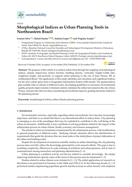 Morphological Indices As Urban Planning Tools in Northeastern Brazil