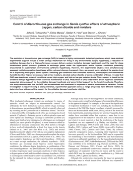 Control of Discontinuous Gas Exchange in Samia Cynthia: Effects of Atmospheric Oxygen, Carbon Dioxide and Moisture