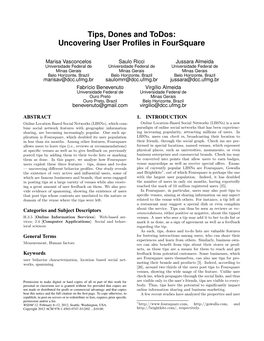 Tips, Dones and Todos: Uncovering User Profiles in Foursquare