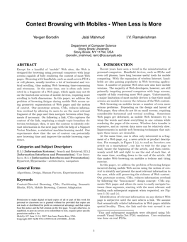 Context Browsing with Mobiles - When Less Is More