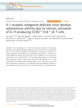 IL-1 Receptor Antagonist-Deficient Mice Develop Autoimmune Arthritis Due