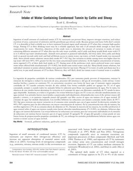 Intake of Water Containing Condensed Tannin by Cattle and Sheep Scott L