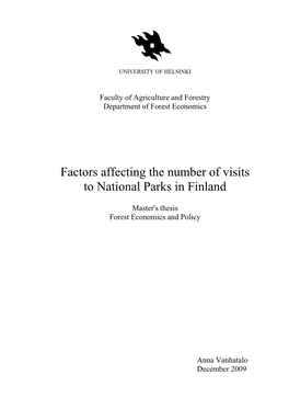 Factors Affecting the Number of Visits to National Parks in Finland