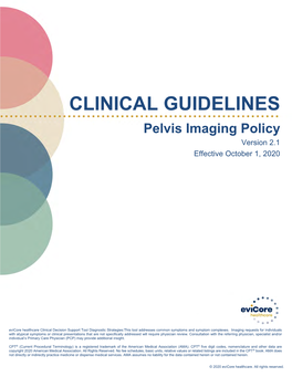 Pelvis Imaging Guidelines Effective 10/01/2020