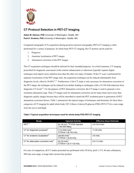 CT Protocol Selection in PET-CT Imaging