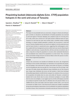 Pinpointing Baobab (Adansonia Digitata [Linn. 1759]) Population Hotspots in the Semi‐Arid Areas of Tanzania