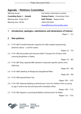 (Public Pack)Agenda Document for Petitions Committee, 09/07/2019 09