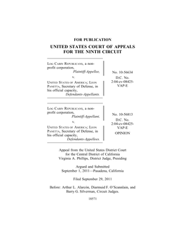 LOG CABIN REPUBLICANS V. UNITED STATES Per Curiam Opinion; Concurrence by Judge O’Scannlain LOG CABIN REPUBLICANS V