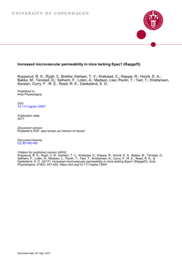 Increased Microvascular Permeability in Mice Lacking Epac1 (Rapgef3)