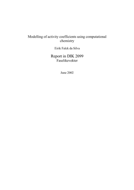 Modeling of Activity Coefficients Using Computational