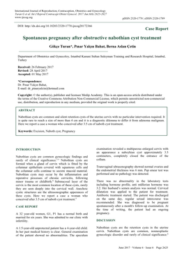 Spontaneus Pregnancy After Obstructive Nabothian Cyst Treatment