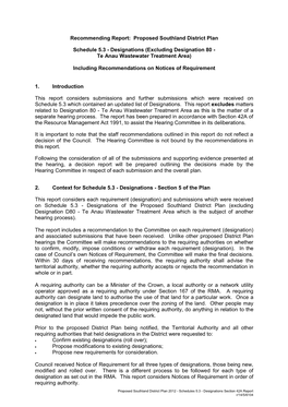 Proposed Southland District Plan Schedule