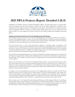 2021 SWLA Projects Report: Detailed 5.28.21