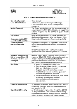 Item 7.2 NHS 24 Board COVID 19 Response