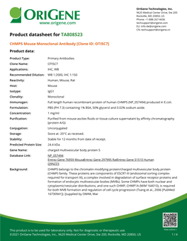 CHMP5 Mouse Monoclonal Antibody [Clone ID: OTI5C7] Product Data