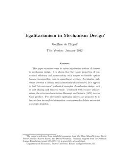 Egalitarianism in Mechanism Design∗