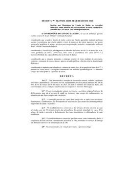 Decreto Nº 20.259 De 28 De Fevereiro De 2021